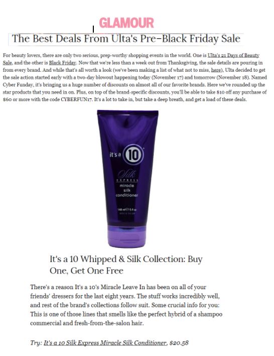 Glamour.com Features It's a 10 Miracle Whipped and Silk Express Collec