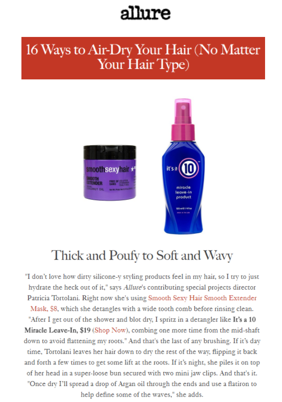 Allure Features Miracle Leave-In as Air-Drying Staple