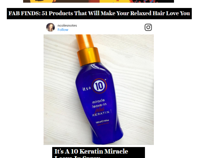 Miracle Leave-In Plus Keratin is One of Hello Beautiful's Fab Finds