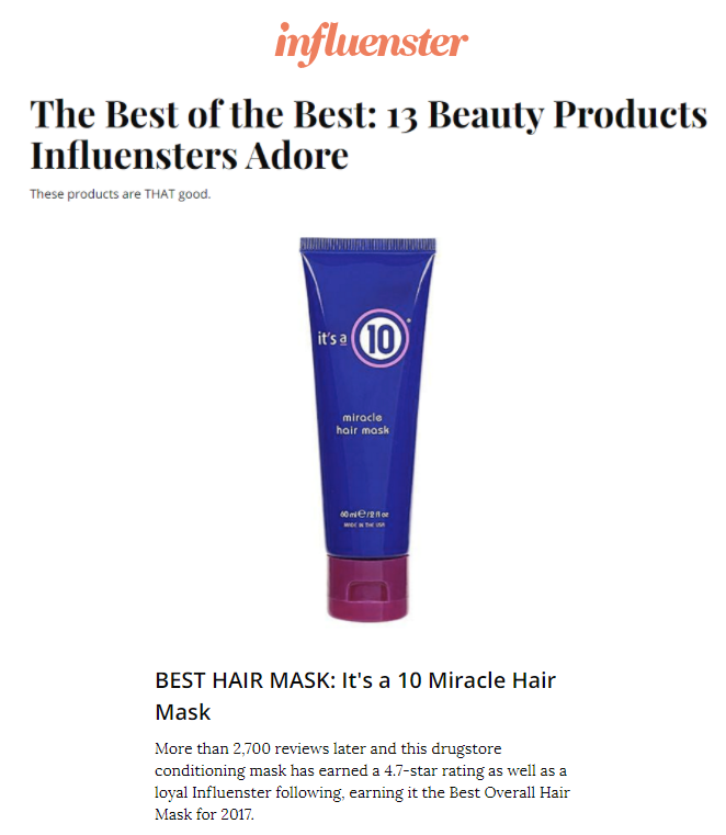 Influenster Considers It's a 10 Miracle Mask the "Best of the Best"