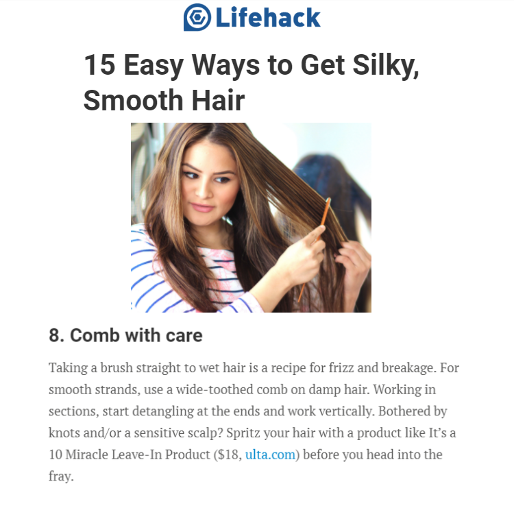 Lifehack Features It's a 10 Leave-In in "15 Easy Ways to Get Silky, Smooth Hair"
