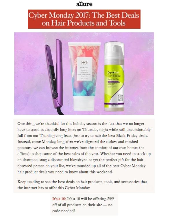 Allure.com Features It's a 10 on Best Deals of Cyber Monday 2017