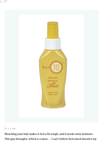 HelloGiggles.com Features It's a 10 Miracle Leave-In for Blondes