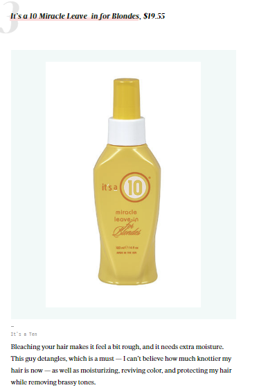 HelloGiggles.com Features It's a 10 Miracle Leave-In for Blondes