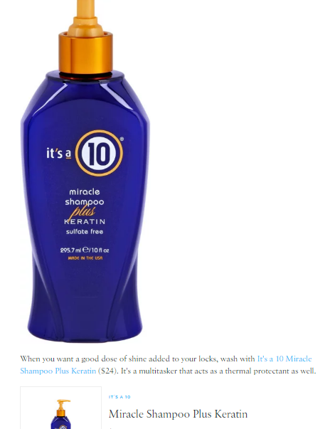 PopSugar.com Features It's a 10 Miracle Shampoo Plus Keratin